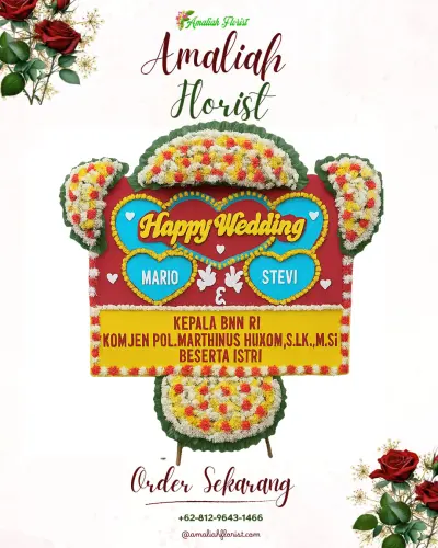 Karangan Papan Bunga Pernikahan manis jaya